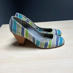 Anthropologie fun striped heels